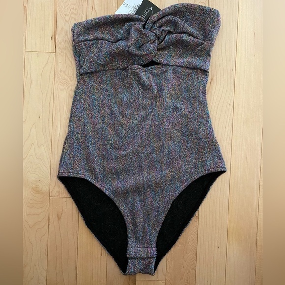 Topshop Multi-colour Metallic Twist Bandeau Bodysuit. NWT  SIZE 4 - Picture 1 of 5